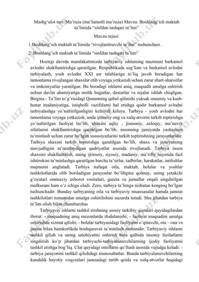 boshlang’ich maktab ta’limida “sinfdan tashqari ta’lim” — DOCX
