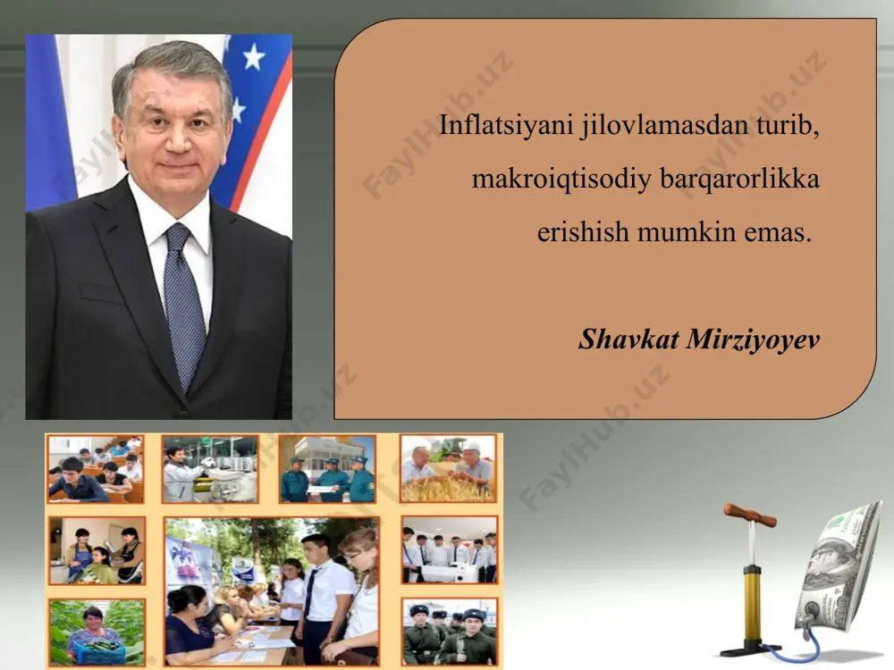ng oldi-sotdi jarayonida qatnashib, bir yil davomida qo‘ldan qo‘lga o‘tish soni. * irving fisher o‘z ilmiy faoliyatining asosiy qismini iqtisodiyot fanining tovar-pul munosabatlariga oid masalalar bo‘yicha nazariy izlanishlar olib borishga bag‘ishladi. uning ilmiy izlanishlarini muvaffaqiyatli olib borishida matematika bo‘yicha chuqur ma’lumoti qo‘l keldi. irving fisher (1867-1947) agar mamlakat iqtisodiyotida muomaladagi pul miqdori ko‘payib ketsa, pul muomalasi qonuniga ko‘ra, fisher tenglamasidagi muvozanatni tiklash uchun yoki tovar va xizmatlar hajmini ko‘paytirish yoki tovar va xizmatlarning o‘rtacha narxini oshirish kerak bo‘ladi. lekin tovar va xizmatlar hajmini bir zumda oshirishning imkoni yo‘q. shuning uchun, muomaladagi pul miqdorining o‘sishi, odatda, narxlarning oshishiga olib keladi. * iqtisodiyotda o‘rtacha narx-navoning muttasil oshib borish jarayoniga inflatsiya deb ataladi. inflatsiya, o‘z navbatida, davlat pul birligining qadrsizlanishiga olib keladi. pulning qadrsizlanishi deb, unga sotib olish mumkin bo‘lgan tovarlar miqdorining kamayishiga aytiladi. pulning qadri tovarlar narxining arzon yoki qimmatlashishiga qarab o‘zgarib turadi. agar narxlar qimmatlashsa, ma’lum miqdordagi pulga sotib olish mumkin …