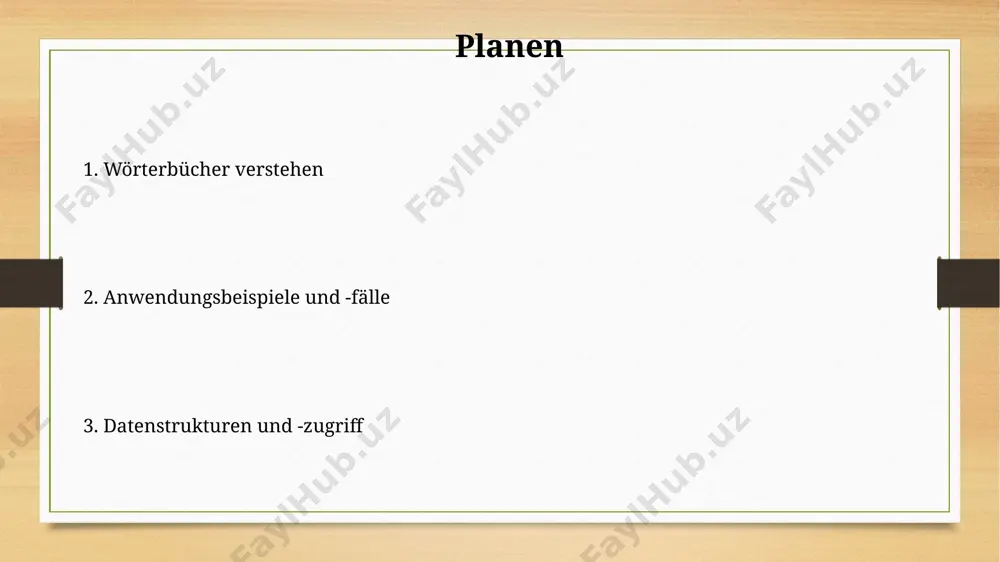 rte. beachte: die reihenfolge der werte entspricht der reihenfolge der schlüssel, und duplikate werden berücksichtigt. beim iterieren über ein python-dictionary mittels `.items()`, erhält man tupel mit jeweils 2 elementen: schlüssel (0) und wert (1). man kann diese direkt in einer `for`-schleife auspacken. zugriff auf werte beim zugriff auf werte mittels schlüsselwort in python-dictionaries löst ein keyerror-fehler aus, wenn der angegebene schlüssel nicht existiert; eine sichere methode ist die verwendung der `get()`-methode mit einem default-wert. nested dictionaries erlauben zugriff auf ineinander verschachtelte werte über mehrere schlüssel, z.b. `meindict["a"]["b"][1]` um den wert an index 1 im dictionary innerhalb des dictionaries innerhalb des dictionaries mit schlüssel "a" und dann "b" zu erhalten. schlüssel-wert-paare schlüssel-wert-paare ermöglichen die effiziente speicherung und den zugriff auf daten mittels eindeutiger schlüssel, wodurch suchvorgänge im vergleich zu listen mit o(1) komplexität deutlich schneller erfolgen. die anzahl der schlüssel-wert-paare in einem dictionary ist dynamisch und kann sich zur laufzeit ändern; …