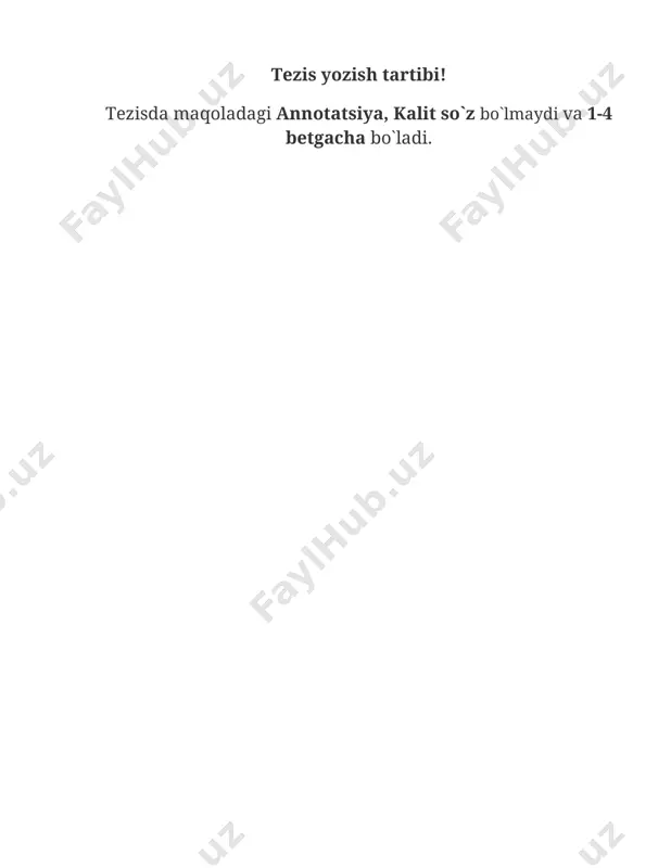 ingiz ham aniq bo‘lsin. umumiy, taxminiy gaplar fikrga kuch bermaydi. yozgan essengizni ovoz chiqarib o‘qib ko‘ring. shunda uning kamchiliklarini, ifodadagi g‘alizliklarini aniqlash osonlashadi. imkoni bo‘lsa, bir muddatdan so‘ng esseni qayta ko‘rib chiqing. agar esseni imtihonda birdaniga yozmayotgan bo‘lsangiz, ikki-uch kundan so‘ng uni “tozargan” miya, yangilangan qarash bilan o‘qing. oldin ko‘rmagan xato va nuqsonlarni albatta topasiz. agar essening hajmi katta bo‘lsa, uni qismlarga bo‘ling va ichki sarlavhalar qo‘ying. yaxlit, katta bir materialni o‘qigandan ko‘ra kichik qismlardan tashkil topgan materialni o‘qish-tushunish osonroq. o‘quvchi ichki sarlavhalarga ko‘z yugurtirgandayoq essening yo‘nalishi, mazmun-mohiyati haqida dastlabki xulosaga keladi. agar uni shu bosqichda qiziqtira olsangiz, material katta bo‘lsa ham, o‘qib chiqadi. xatboshilarga bo‘lish orqali matnga havo bering. har bir abzasda biror asosiy fikr yoki qarash ifodalanishi zarur. qisqa, lo‘nda va aniq yozishga intiling. tezis yozish tartibi! tezisda maqoladagi annotatsiya, kalit so`z bo`lmaydi va 1-4 betgacha bo`ladi.