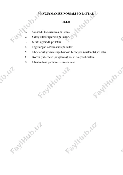 konstruksion po'latlar — DOCX