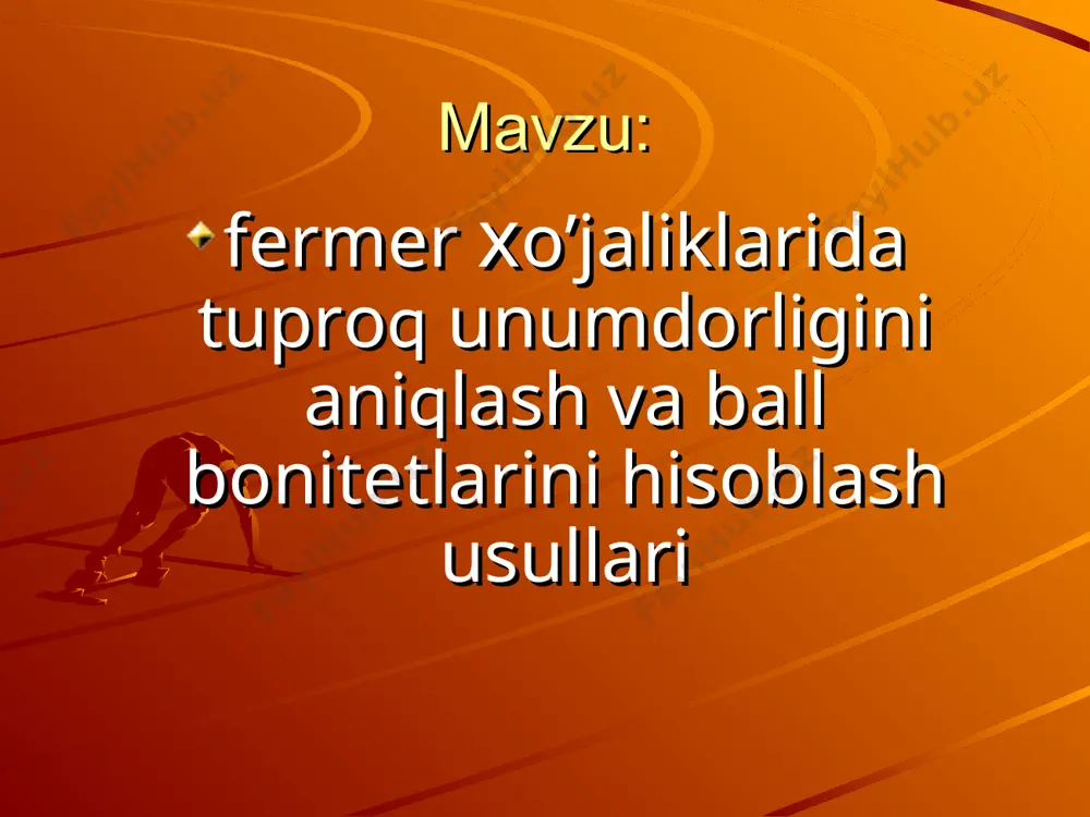 to’la mustaqillikga erishgani uchun yerlardan oqilona foydalanish,meliorativ holatini yaxshilash va muxofaza qilishning huquqiy asosini yaratish va takomillashtirishning imkonini berdi. mamlakatimiz agrar sohasi islohotlarni huquqiy jihatdan ta’minlash maqsadida bir qancha qonunlar qabul qilindi. shu jumladan, yer munosabatlarini huquq asosida rivojlantirish va tartibga solish, yerlardan oqilona foydalanish, tuproqning meliorativ holatini yaxshilash, unumdorligini oshirish, yer tuzish ishlari olib boorish, yerning sifat baholasini aniqlash, fermer xo’jaliklarini shakllantirish, ularning faoliyatiga baho berishga va hokazolarga qaratilgan. respublikamizda haydaladigan yerlarning 60%ga yaqini sho’rlangan bo’lib, bu erlar o’zining ekologik qiymatini muayyan darajada yo’qotgandir. bu yo’qotishlarning asosiy sababchisi jamiat bo’lib, demak shu jamiatning o’zi ekokomponentini oldingi sifatini qayta tiklashi zarurdir. prezidentimiz ta’kidlaganlaridek, ”yerni ko’paytirib bo’lmaydi,ammo uning asl tabiiy sifatini yo’qotmasligimiz shart”. sho’rlangan erdan olingan hosil unumdor erdan olingan hosilga qaraganda,uchdan ikki hissa kam bo’ladi. kanadada har bir gektar ekiladigan yerdan o’rtacha 3ming, angliyada 5,5, fransiyada 6,5,aqshda 7 ming, yaponiyada 19,5ming dollorlik foyda olinar ekan.1 bu misollardan yaqqol ko’rinib turibdiki, …