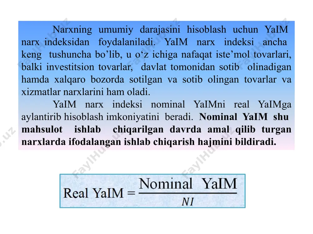 yan tinbergen yanada takomillashtirib, unga yangi omil – texnika taraqqiyoti ko‘rsatkichini kiritdi. natijada ishlab chiqarish funksiyasi formulasi quyidagi ko‘rinishni oldi: pul daromadining qo‘shimcha o‘sishi (talab) = ishlab chiqarish quvvatlarining qo‘shimcha o‘sishi (taklif) yoki bu tenglikni formula tarzida yozilsa, u quyidagi ko‘rinishga ega bo‘ladi: e.domarning modelida quyidagi tenglik orqali muvozanatning ta’minlanishi shart qilib qo‘yiladi: i – har yillik sof kapital qo‘yilmalar; ∆i – sof kapital qo‘yilmalarning qo‘shimcha o‘sishi; ∆i/i – sof kapital qo‘yilmalarning o‘sish sur’ati; 1/а – multiplikator, bu yerda a – jamg‘arishga bo‘lgan o‘rtacha moyillik;  - kapital samaradorligi. r.xarrodning iqtisodiy o‘sish modeli investitsiya va jamg‘armalar o‘rtasidagi makroiqtisodiy muvozanat, ya’ni ga asoslanadi. u statik holdagi makromuvozanat uchun alohida, dinamik holdagi makromuvozanat uchun alohida formuladan foydalanadi. 1-formula quyidagi ko‘rinishda bo‘ladi: bu yerda: g – milliy daromadning o‘sish sur’ati (∆y/y); с – kapital sig‘imi (i/∆y); s – milliy daromad tarkibidagi jamg‘arishning ulushi (s/y). 2-formula quyidagi ko‘rinishda o‘z ifodasini topadi: bu yerda: gw …