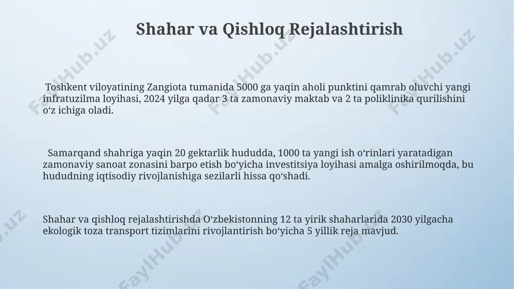 r qoʻllanildi. surxondaryo viloyatida 2024-yilga kelib, suv resurslarini boshqarishda zamonaviy geoinformatsion tizimlarni qoʻllash natijasida suv iste’moli 15% ga kamayishi va hosildorlik 10% ga oshishi kutilmoqda. asosiy tamoyillar va yondashuvlar konstruktiv geografiya yondashuvlari orasida 5ta asosiy komponent mavjud: ma'lumotlarni to'plash, tahlil qilish, modellashtirish, simulyatsiya va vizualizatsiya, natijada toshkentdagi transport tizimini optimallashtirish kabi amaliy natijalarga erishiladi. konstruktiv geografiya 3 ta asosiy tamoyilga asoslanadi: 1) geografik ma'lumotlarning integratsiyasi, 2) 3d modellashtirish orqali vizualizatsiya va 3) samarqand shahri kabi hududlarning rivojlanishini bashorat qilish. ushbu yondashuvlar farg'ona vodiysi kabi murakkab geografik muhitlarni tushunish va 10 dan ortiq omillarni bir vaqtning o'zida hisobga olib, kelajakdagi stsenariylarni modellashtirish imkonini beradi. modellashtirish va simulyatsiya modellashtirish va simulyatsiya yordamida toshkent shahri uchun 2030-yilga kelib 3 million aholini qamrab oluvchi suv ta'minoti tizimini loyihalash mumkin. bu jarayonda 5 ta turli senariy va 1000 dan ortiq parametrlar hisobga olinadi. o'zbekistonning farg'ona vodiysidagi 15 ta qishloq xo'jaligi hududidagi tuproq eroziyasi jarayonlarini modellashtirish …