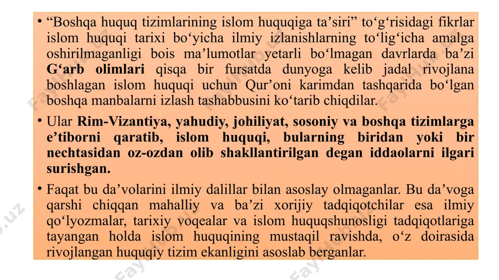 14 shariat kategoriyalari: halol, mandub, muboh, makruh, harom. halol („erkin“, „bog‘lanmagan“, „tugunni yechish“) — 1) ruxsat berish; farz, mandub va muboh tushunchalariga kiruvchi ruxsat etilgan xatti-harakatlar; man etilgan xatti-harakatlar (harom)ning ziddi. halol haqidagi masalalarni fiqhning ahkom bo‘limi o‘rganadi. shariatda esa, haromlik tuguni yechilgan, yaʼni haromlik sifati yo‘q narsaga halol deb aytiladi. chunki, harom narsaning man qilish tuguni bo‘ladi. halol narsada ana o‘sha tugun bo‘lmaydi, bo‘sh bo‘ladi. hadisi sharifda halol ochiq-oydindir, deyilgan. avvalo, nima narsalar halol ekani ochiq-oydindir; suv, sut, meva suvlari kabi ichimliklar, non, meva, poliz ekinlari, allohning ismi aytib so‘yilgan halol hayvonlar go‘shtlari kabi taomlar, ruxsat berilgan kiyimlar va nikohga olingan shaxslar kabilar haloldir. qolaversa, ushbu narsalarga ega bo‘lish ishonchli, shariatda ruxsat berilgan yo‘l bilan bo‘lishi kerak. halol kasb deganda, aynan shu maʼnoda gap ketadi. yaʼni, halol narsaga halol yo‘l bilan ega bo‘lish lozim. halol mehnat, meros, hadya, ikki taraf roziligi bilan bo‘lgan tijorat tufayli qo‘lga kirgan mulk halol …