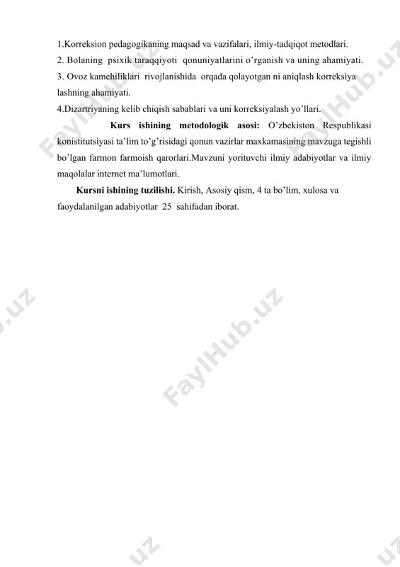 vazirlar mahkamasining 2016 yil yakunlari va 2017 yil istiqbollariga bag‘ishlangan majlisidagi o‘zbekiston respublikasi prezidenti nutqi. // xalq so‘zi gazetasi, 2017.16 yanvar, №11] korreksion pedagogika jamoaviy ijtimoiy-psixologik hamkorlik tizimidir. shunga mos ravishda korreksiyaning quyidagi yo’nalishlarini farqlash mumkin: 1) pedagogning alohida o’quvchilar bilan korreksiyasi; 2) pedagogning alohida o’quvchilar vositasida o’quvchilar jamoasi bilan bo’ladigan yalpi korreksiyasi; 3) pedagogning jamoa orqali alohida o’quvchilar bilan bo’ladigan korreksiyasi. shuni qayd etish kerakki, korreksiyaning mazkur yo’nalishlari bir – biri bilan aloqadorlikda sodir bo’ladi. pedagogik faoliyatda korreksiyaning jamoaviyligi – bu faqatgina faoliyatning kommunikativlik tomoni bo’libgina qolmasdan, balki korreksion pedagogikaning muhim qonuniyatlaridan biridir. korreksiyaga doir olib borilgan izlanishlar shuni ko’rsatadiki, korreksiya pedagogika jarayonida korreksiyaga kirishuvchilarning o’zaro o’z-o’zini namoyon qilishi, pedagog va o’quvchilarning o’zaro kommunikativ o’z-o’zini ifodalashi yuz beradi, bu esa pedagog va o’quvchilarning ijodiy hissiyotiga bevosita ta’sir ko’rsatadi. bunday o’zaro o’z-o’zini namoyon qilish pedagog va o’quvchilarning emotsional hissiyoti uzviyligi asosida yuz beradi, uni mustahkamlaydi, emotsional birlik natijasi sifatida namoyon …