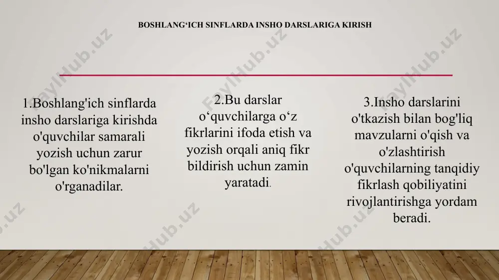 ni oshirishga va tanqidiy fikrlash qobiliyatlarini rivojlantirishga yordam beradi. o'qituvchilar talabalar o'zlarining insholarini qayta ko'rib chiqish va yaxshilash uchun foydalanishlari mumkin bo'lgan aniq, amaliy fikr-mulohazalarni taqdim etishlari kerak. e'tiboringiz uchun rahmat image1.jpg