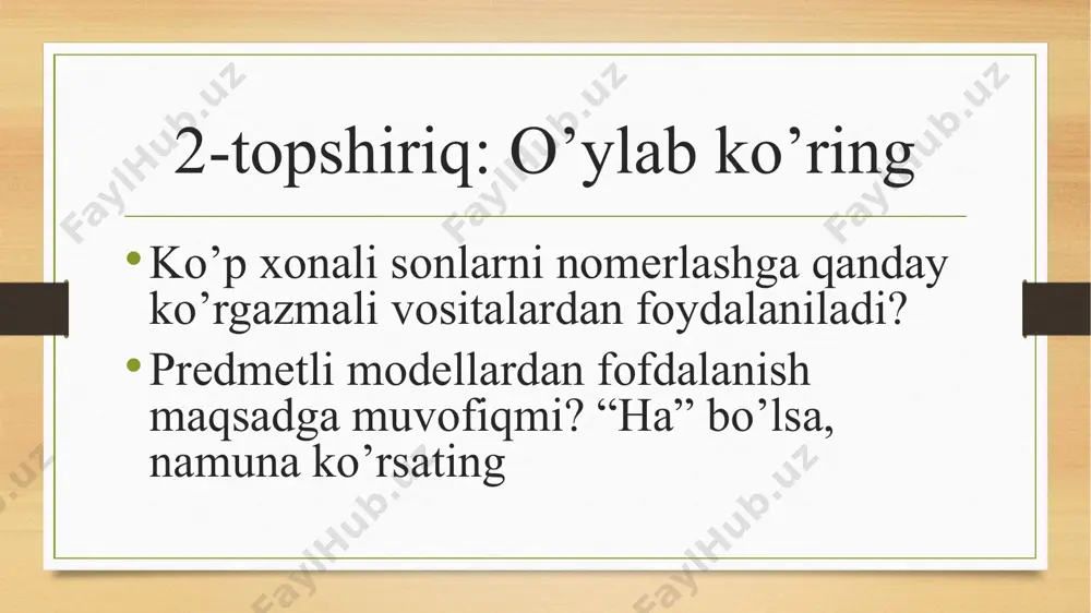 ko‘p xonali sonlarni nomerlashga o‘rgatish metodikasi - Page 5