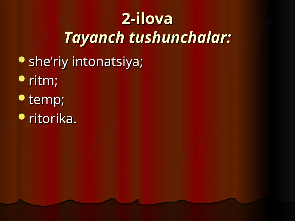 oizning "avob ul jinon“; voiz qaznaviyning "zilolu maqol“; voiz shirvoniyning "ahsan ul-ahodis“; muhammad voizning "hidoyat ul-taqvim“; quraysh saidiyning "anis ul-voizin“; voiz samarqandiyning "ravozat ul-voizin“; qozi o'shiyning "miftoq ul najjix“; voiz koshifiyning "dah majlis", "mahzan un-insho“. 7-ilova voizlik san'ati, asosan, uch shaklda bo'lgan dabirlik; xatiblik; muzakkirlik. 1-ilova 2-mavzu: yunonistonda notiqlik san’atining paydo bo’lishi reja: yunonistonda notiqlik san’ati taraqqiyoti va uning sabablari. aristotel – notiqlik san’ati nazariyotchisi. demosfen va siseronning so’z san’ati taraqqiyoti haqidagi faoliyati. 2-ilova tаyanch tushunchаlаr: notiqlik san’ati; aristotel; “ritorika”; “poetika”; demosfen; siseron. 3-ilova gomerning "iliada" va "odessiya" asarlari bizga gretsiyaning birinchi notiqlari haqida ma'lumot beradi. taniqli rim notig'i, nazariyachi va pedagog kvintilian gomer asarlarida chiroyli gapirish va nutq so'zlashning dastlabki namunalarini ko'rdi. 4-ilova periklning tajribasicha, yaxshi notiq faqat yaxshi gapirish bilan kifoyalanmay, balki auditoriyani ham o'ziga jalb eta biladigan kishi bo'lishi kerak. 5-ilova demosfen eramizgacha 384 yilda tug'ilib 322 yilda vafot etgan. u dastlab o'zini himoya qiluvchi sud notig'i …