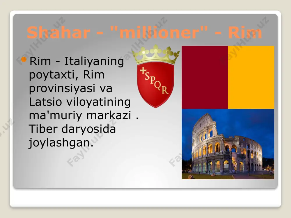 iyada birinchi mcdonald 's restorani ochilganda , toza oziq-ovqat tarafdorlari odamlarga o'zlarining oshpazlik merosini eslatish uchun muassasa tashqarisida bepul spagetti tarqatishdi. 8. rim universiteti dunyodagi eng qadimgi oliy ta'lim muassasalaridan biridir. u 1303 yilda katolik cherkovi tomonidan tashkil etilgan. u yevropa uchun rekord darajadagi talabalar soniga ega - 150 ming. italiyaga yiliga 50 milliondan ortiq sayyoh tashrif buyuradi. turizm italiya iqtisodiyotining eng muhim tarmoqlaridan biri bo'lib, italiya milliy daromadining taxminan 63 foizini tashkil qiladi. sardiniya orollari mahalliy aholini davolash uchun dorivor iksirlar tayyorlaydigan "sehrgarlari" bilan mashhur. "sehrgarlar" odatda o'zlarining jodugarlik sirlarini ayol chizig'i orqali - qizlariga etkazishadi. san-marino dunyodagi eng qadimgi respublika (milodiy 301 yilda tashkil etilgan), aholisi 30 000 dan kam va dunyodagi eng qadimgi faol konstitutsiya. vatikan tunda eshiklarini qulflaydigan dunyodagi yagona davlatdir. vatikan aholisi o'zlarining radio va televizorlariga, pul va pochta markalariga ega. kichkina hududga ega bu davlat hatto o'z armiyasiga ega - afsonaviy shveytsariya gvardiyasi. italiya …