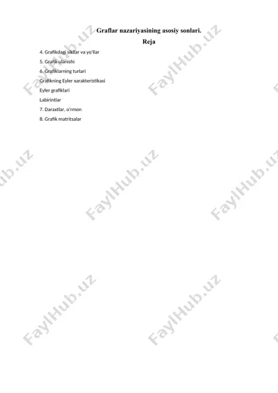 graflar nazariyasining asosiy sonlari — DOCX