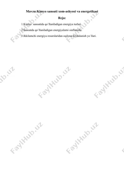 kimyo sanoati xom-ashyosi va energetikasi — DOCX