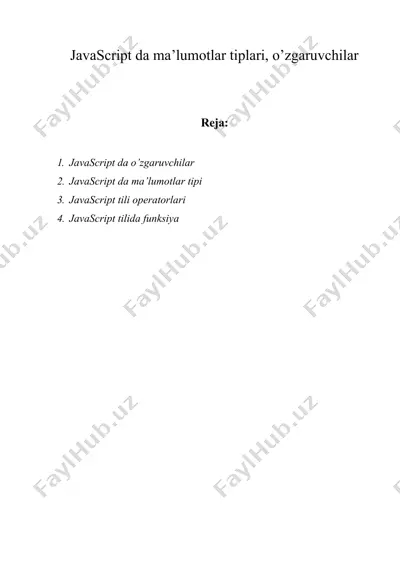 javascript dа mа’lumоtlаr tiplаri, o’zgаruvchilаr — DOC