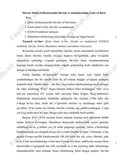 islom sivilizatsiyasida ilm-fan va madaniyatning o‘rni. — DOCX