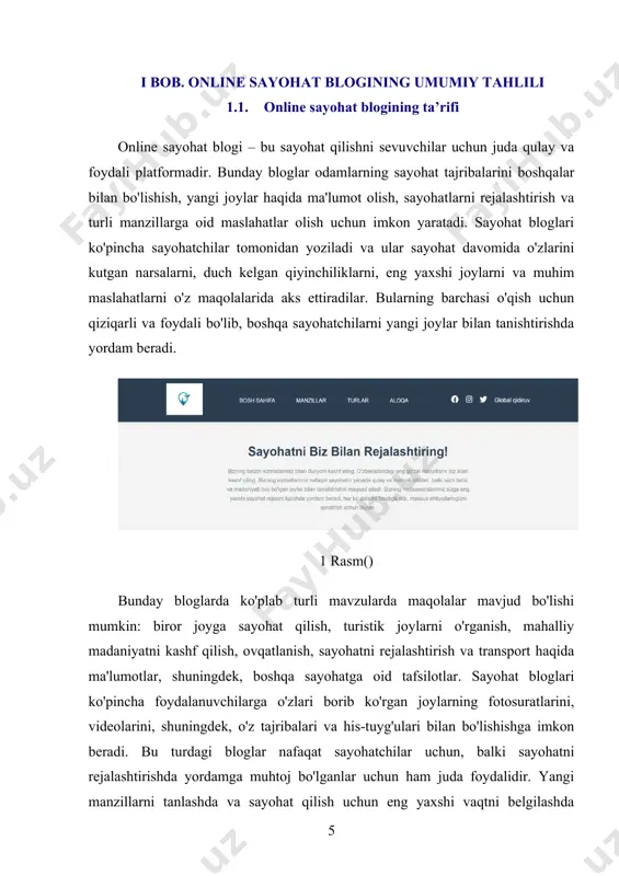 ilishni istaganlar uchun o'zaro fikr almashishga yordam beradi. har bir blogning o'ziga xos uslubi, dizayni va mavzulari bor, shuning uchun har bir foydalanuvchi o'ziga mos blogni topishi mumkin. bu bloglar sayohatni sevuvchilarni birlashtiradi va ularning tajribalarini yanada boyitadi. sayohat blogining eng yaxshi tomonlaridan biri shundaki, ular nafaqat tashrif buyurish kerak bo'lgan joylar, balki sayohat qilishning boshqa aspektlari haqida ham ma'lumot beradi. masalan, mahalliy odatlar va an'analar, kiyinish tartibi, oziq-ovqat va ichimliklar, shuningdek, sayohatni yanada mazmunli qilish uchun kerakli maslahatlar taqdim etiladi. bularning barchasi sayohatchilarga sayohat qilishdan oldin tayyorlanish, mahalliy madaniyatni tushunish va eng yaxshi tajribani olishda yordam beradi. online sayohat bloglari ko'pincha nafaqat amaliy ma'lumotlar, balki ilhom manbai bo'lishi mumkin. odamlar sayohat qilishni rejalashtirganda, ular ko'pincha boshqalarning tajribalaridan o'rganishga harakat qiladilar. bloglar esa shunchaki sayohat qilishni emas, balki sayohatlar orqali yangi joylarni kashf qilishni, yangi madaniyatlarni o'rganishni va hayotni boyitishni o'rgatadi. har bir yangi sayohat – bu yangi boshlanish va …