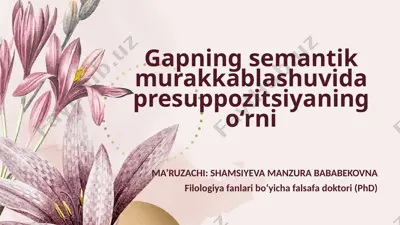 gapning semantik murakkablashuvida presuppozitsiyaning o‘rni — PPTX