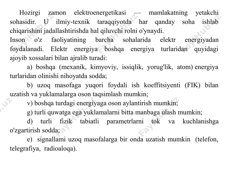 r tushunchasi 1794 yilda a. volta tomonidan kiritilgan. volt ustuni esa 1800 yilda yaratilgan. rus akademigi v.v. petrov 1802 yilda elektroximiya bo'yicha birinchi tadqiqotlarini o ’tkazgari va u elektroximiyaniing asoschisi hisoblanadi. magnit strelkaga tokning ta'siri x, ersted tomonidan 1819 yilda, toklaming o'zaro ta'siri esa a. amper tomonidan 1820 yilda o ’rganilgan. amper birinchi bo'lib elektr toki, tok kuchi, elektr kuchlanish terminlarni kiritgan. magnit maydonining dastlabki tadqiqotlari j.b. bio va m. savar tomonidan o'tkazilgan va laplas tomonidan matematik ravishda umumlashtirilgan (bio — savar — laplas qonuni). elektrostatikaga oid ayrim tenglamalami fransuz matematigi s. puasson tadqiq etgan. elektromagnit may donning materialistik konsepsiyasi ingliz olimi m. faradey tomonidan rivojlantirilgan. u elektr va magnit maydonlarni tadqiq etish uchun kuch va ekvipotensial chiziqlar atamalarini kiritgan. 1782 y. laplas o'z nomi bilan ataladigan tenglamalarni og'irlik nazariyasiga tegishli asarlarida qo'llagan. elektromagnit induksiya qonunini 1831 yilda ingliz fizigi m. faradey tajriba yo'li bilan kashf etgan va elektrokimyo qonunlarini …