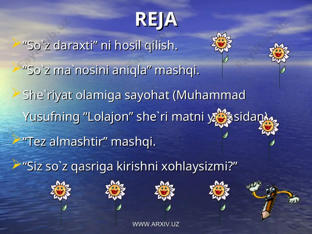 olmosh yuzasidan o`tilganlarni takrorlash dars ishlanma - Page 3