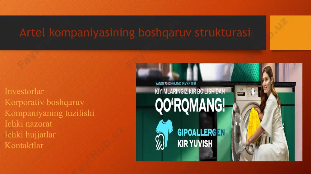 n maishiy texnika ishlab chiqaradi. artel soʻzi inglizcha art (sanʼat) va electronics (elektronika) soʻzlarining bosh harflari birikmasidan hosil boʻlib, elektronikadagi sanʼat maʼnosini anglatadi 2011-yilda oʻzeltexsanoat kompaniyasi hamda italiyaning „gloria“, janubiy koreyaning „samsung“, xitoyning „midea“, turkiyaning „odul“ shirkatlari bilan tuzilgan shartnomaga muvofiq tashkil topgan[ toshkent shahrida joylashgan „eko elektron“ va „martensit investment“ korxonalari gaz plitalari ishlab chiqaradi. „dream production“ qoʻshma korxonasi artel va samsung konditsionerlarini ishlab chiqaradi. „sky wind system“ suyuq kristalli displeylarni ishlab chiqaradi. shuningdek, „white machine techonology“ oʻzbekiston-buyuk britaniya korxonasi va „sky wind systems“ qoʻshma korxonasida changyutgichlar ishlab chiqarish yoʻlga qoʻyildi. „techno future“ kompaniyasi boyler va quyosh suv isitgichlarini ishlab chiqaradi. 2015-yilning birinchi choragidan 2015-yilning uchinchi choragigacha 92 ming dona muzlatgich, 123 ming dona led televizor, 170 ming donadan ortiq mobil telefon ishlab chiqarildi. 2015-yilda zomin shahrida (jizzax viloyati) shaxsiy kompyuterlar uchun lcd displeyli monitorlar ishlab chiqaruvchi zavod qurildi. zavodning rejalashtirilgan quvvati yiliga 200 mingta lcd monitorni tashkil etadi. …
