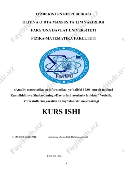 dasturlash asoslari kurs ishi — DOC
