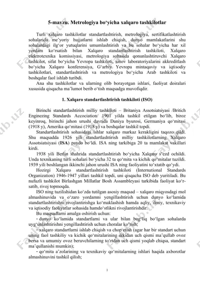 xalqaro standartlashtirish tashkiloti (iso) — DOCX