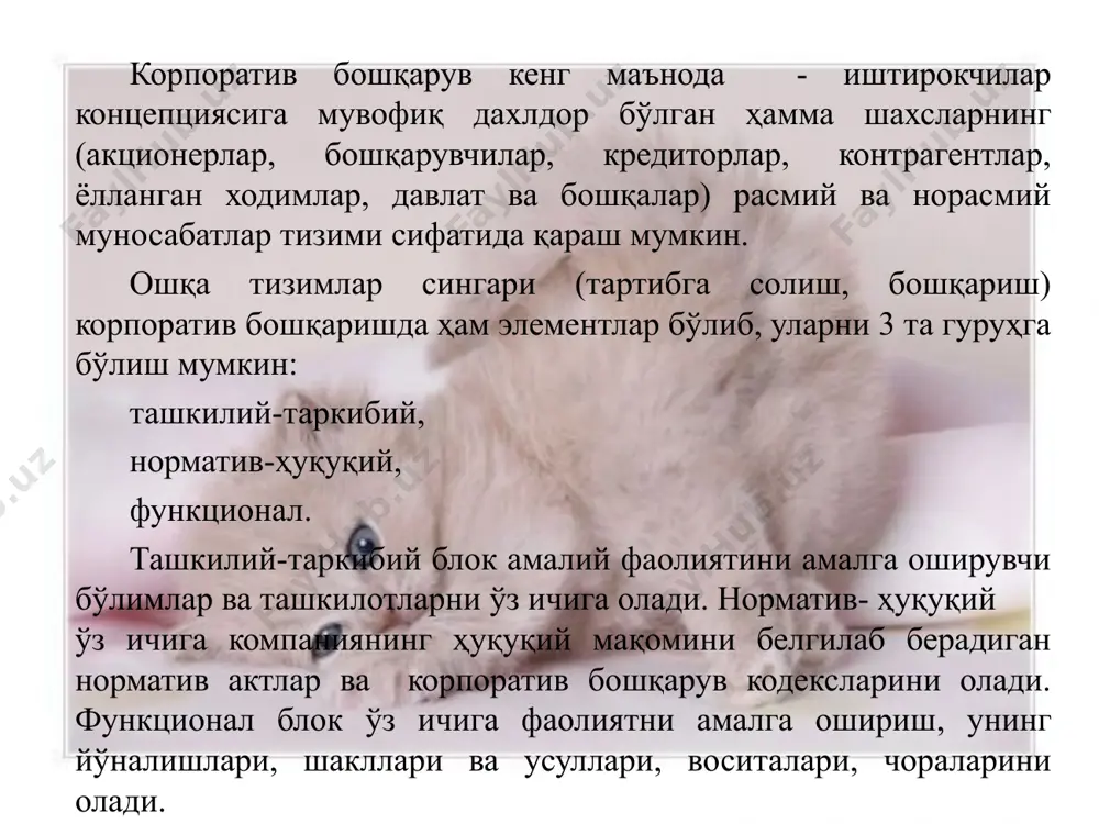 иборат бўлган бошқарув аъзолари таркибини белгилайди. амалдаги тартибга мувофиқ, бошқарув аъзолари таркибига раис ва унинг ўринбосарлари ҳамда банк бош бухгалтери киради. шунингдек, бошқарув таркибига банкнинг асосий бўлинмалари раҳбарлари кириши мумкин. бошқарув аъзолигига номзодлар жиноий, маъмурий жавобгарликка тортилган бўлсалар ушбу тўғрисида банк кенгашига маълумот беришлари лозим. банк бошқаруви раиси ва унинг аъзоларини тайинлаш банк бошқаруви раиси ўз лавозимига марказий банк билан келишилган ҳолда банк кенгаши қарори ва акционерлар умумий йиғилиши томонидан тасдиғи билан тайинланади. бошқарув аъзолари банк кенгаши томонидан тайинланади. банк бошқарувининг мажбуриятлари банкнинг ҳар кунги фаолиятини бошқариш банк бошқаруви томонидан амалга оширилиш лозим. бошқарув аъзолари ўз фаолиятлари давомида банк кенгаши томонидан белгиланган амалдаги қонунчиликка (ҳамда марказий банк меъёрий хужжатлари низомларига) зид бўлмаган ҳамда ахлоқий тамойилларни бузмаган банк сиёсатига амал қилишлари лозим. бундан ташқари, марказий банкнинг меъёрий хужжатларига асосан банк бошқарувига банкни бошқаришда қуйидаги сиёсатларни ишлаб чиқиш мажбурияти юкланган. жумладан, банк кредит сиёсати; банк ликвидлигини бошқариш сиёсати; инвестиция сиёсати; эмиссия сиёсати. …