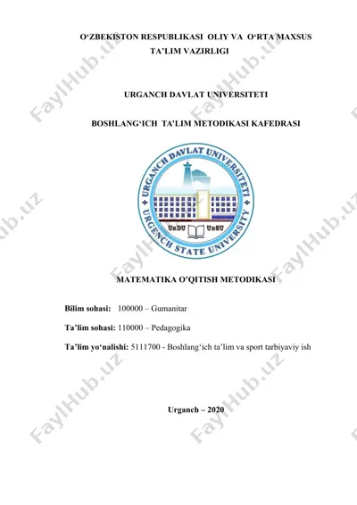 matematika o’qitish metodikasi — DOCX