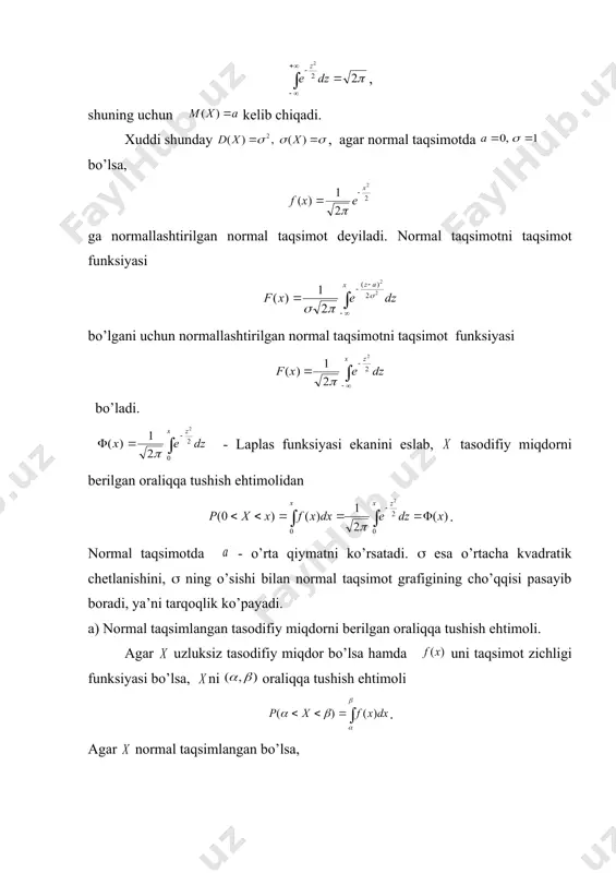 markov teoremasi eng kichik kvadratlar usuliga asoslangan. teorema hayoti davomida uchrashmagan ikkita olim nomi bilan atalgan. biroq, gauss eng kichik kvadratlar usulini qo'llay oldi va markov esa bu usul izchil baho bera oladigan shartlarni tuzdi. gauss-markov teoremasi quyidagi shartlarga ko'ra x va y parametrlarining bog'liqligini ko'rib chiqadi: · model spetsifikatsiyalangan, ya'ni uning aniq va tasodifiy qismi bor. · model chiziqli va unda noaniqlik yo'q. · barcha x qiymatlari bir -biriga teng emas va doimiy emas. · regressiyaning har bir a'zosi tizimli bo'lmagan chetlanishlarni boshdan kechiradi. · xatolarning tarqalishi har doim bir xil bo'ladi. · xar qanday ikki holatda ham parametr qiymatlari o'rtasida hech qanday bog'liqlik yo'q . 2. gomoskedatlik va geteroskedatlikni aniqlash ushun testlar. “eng kichik kvadratlar” usulining ekonometrik modellardagi parametrlarni baholashda qoldiqlar kvadratlari yig’indisining minimumga intilishiga asoslanadi. shuning uchun regressiyaning qoldiq qiymatlarini ko’rib chiqish muhim ahmiyat kasb etadi. “eng kichik kvadratlarining” uchinchi taxmini gomoskedatlikka tegishli bo’lib, u har bir …
