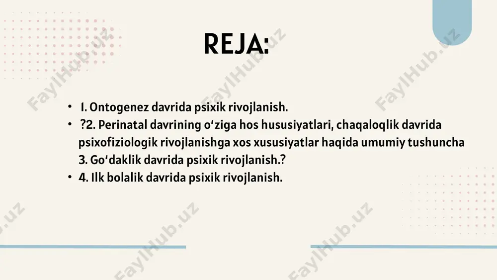 bola o‘yinchoqni bemalol qo‘liga ololadi. 3 8—8,5 oyligida boshqalarning yordamisiz o‘tira oladi, emaklaydi va biror narsaga suyanib oyog‘ida tura oladi. 4 12—13 oyligida o‘tirib, tura oladi, birovning yordamisiz qadam qo‘ya oladi, demak, bola yura boshlaydi. bolaning vaqtida yurib ketmasligiga salomatligining nochorligi, chaqaloqligida ko‘p kasal bo‘lganligi va umumiy harakat hamda sezgi organlarining kech rivojlanishi sabab bo‘ladi. yangi tug‘ilgan bolada diqqat qilish qobiliyati bo‘lmaydi. unda turli qo‘zg‘ovchi!ar ta’sirida asta-sekin ixtiyorsiz diqqat rivojlanib boradi. bolaning tasavvur doirasi qancha qisqa bo‘lsa, uning o‘zi uchun tanish va yangi bo‘lgan predmetga nisbatan diqqati shuncha intensiv va davomli bo‘ladi. andijon davlat pedagogika instituti 2025 olimlar fikrlari l.i.bojovichning ta’kidlashicha, go‘daklik davridagi yangi tuzilmalardan biri motivatsiyalashgan tasavvurlarning paydo bolishidir. bolaning ehtiyojlarini qondirish uchun zarur bolgan predmetlar obrazlarining xotirada saqlanib qolishidir. l.s.vigotskiyning ta’kidlashicha, emotsional bo‘ron tipi bo‘yicha kechadigan affektiv reaksiyalarning paydo bolishi bir yoshdagi inqiroz namoyon bolishining xulq-atvor belgilaridir. n.d.levitovning ko‘rsatishicha, yangi harakatlarni egallash analizatorlarning rivojlanishi bilan chambarchas bog'langandir, zotan …