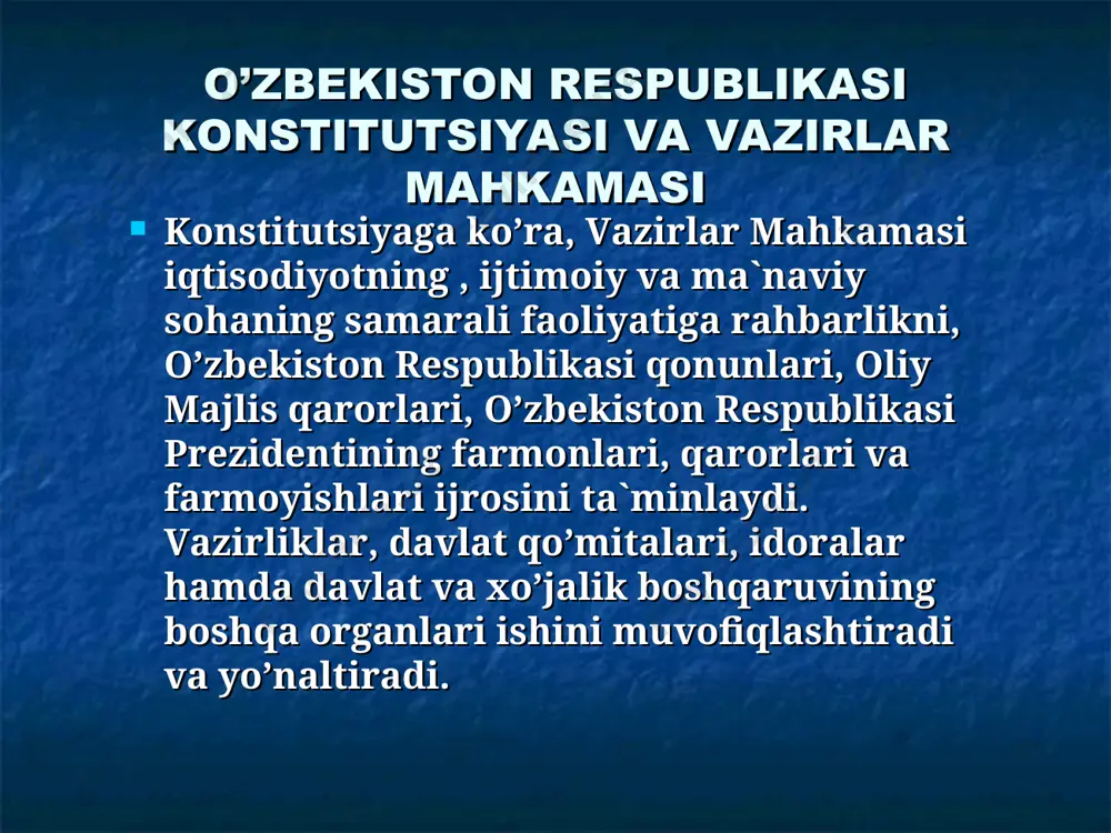 o’zbekiston respublikasi vazirlar mahkamasining konstitutsiyaviy maqomi - Page 5