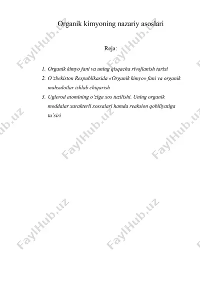 organik kimyoning nazariy asoslari — DOCX