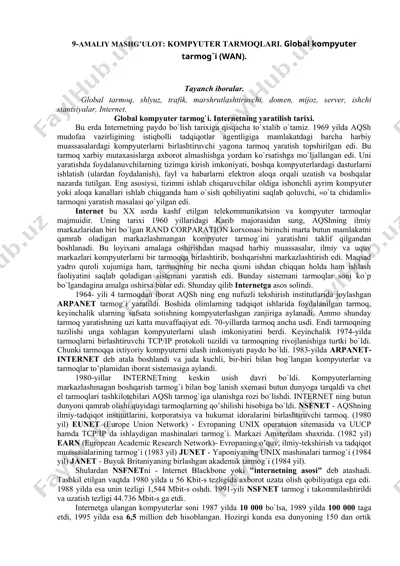 global kompyuter tarmoqlari — DOC