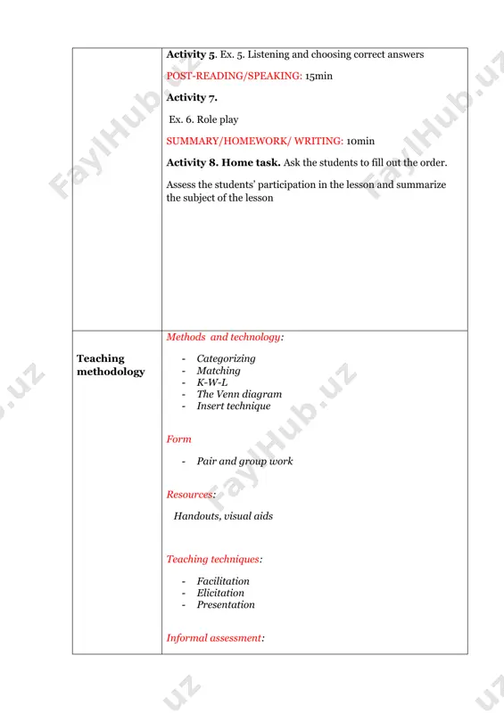 deas, having a good grammar control respond appropriately to the questions related to poultry industry; to categorize and organize information for presentation, to make a general statement concerning the poultry industry reflection compiled by lola karimova poultry industry 1. what products come from the poultry industry? 2. how common is poultry in your country? ex.1. read the page from a website. then, choose the correct answers. 1. what is the purpose of the web site? a. to describe a business b. to explain product prices c. to compare breeding methods d. to give advice on chicken farming 2. which type of chicken produces eggs? a. pullets c. layers b. roasters d. roosters 3. which service is not provided by the farm? a consultation for nearby farms b breeding of commercial chickens c production of poultry products d. removal of farm litter ex. 2. read and match the words (1-7) with …