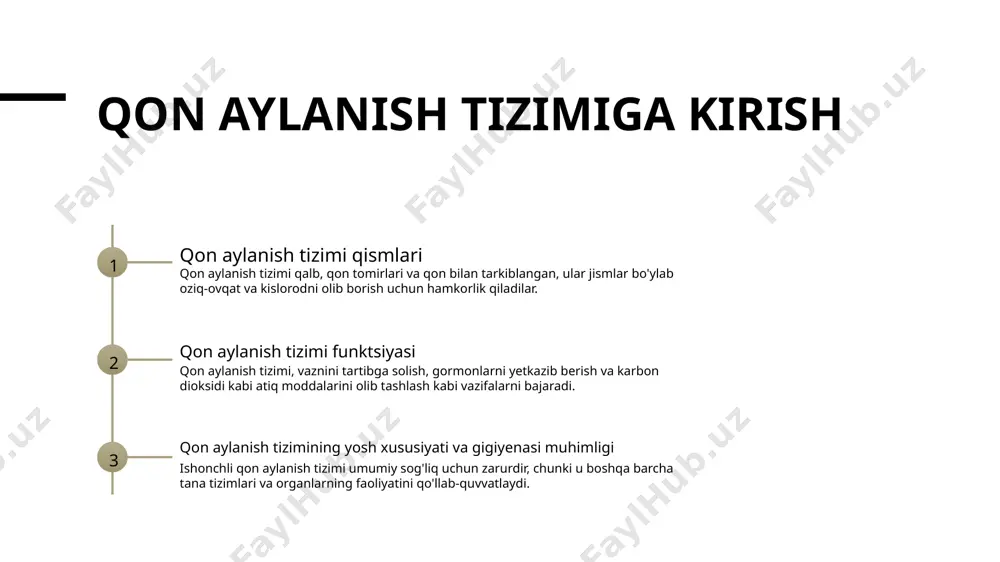 li qon aylanishi sistemik qon aylanishi yurakdan oksigenli qonni tana tishlariga olib keladi va oksiz qonni yurakka qaytaradi. bronxiy qon o'tkazish tizimi pulmonar qon oqimlari yorug'likni qabul qilish uchun qonni yuritadi va uni qaytadan qalbga oksigenlanib qaytaradi. noto'g'ri qon aylanish tizimi to'rtinchi qarindoshlarda yurak va qon o'qimlari rivojlanishi chaqaloqlarda, yurak va qon oqimlari hali rivojlanmoqda, shuningdek, olmoshtirilmagan qon aylanish tizimi o'qimaydi. qon oqimi va bosim farqlari chaqaloqlarning olmoshiy qon aylanish va bosim tizimlari yetişkinlarga nisbatan farqli bo'lishi, ularning olmoshiy qon aylanish tizimining olmoshiy bo'lmaganligi sababli. qon aylanish muammolariga e'tiborni yo'naltirish chaqaloq bo'lgan qon aylanish tizimi bo'yicha chag'alarning yoshlarida yurak kasalliklari va qon o'tkazish muammolari kabi muammolarga ko'ra ko'proq ta'sir qilishi mumkin. umumiy qon aylanish tizimi kasalliklari arterioskleroz arterioskleroz umumiy aylanish tizimi kasalligi, arteriyalar qalinlashishi va qattiqlashishi bilan ajralib turadi, bu esa qon oqimining kamayishi va yurak kasalligining oshishi xatarini oshiradi. qon bosimi hipertoniya yoki yuqori qon bosimi, jigar xavfi, insult …