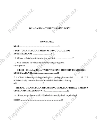 oilada bola tarbiyasining oʻrni — DOC