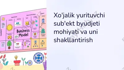 xo'jalik yurituvchi sub'ekt byudjeti mohiyati va uni shakllantirish — PPTX