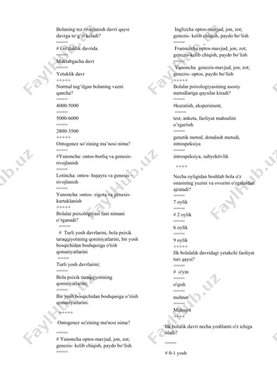 bolalar psixologiyasi — DOCX