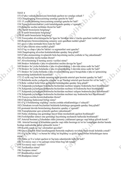 tibbiyot savollari to‘plami — DOCX