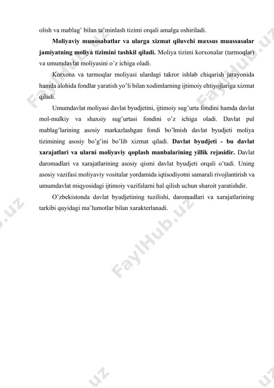 latadi. mazkur fondlarga respublikamizda amal qilib turgan “mahalla”, “navro’z”, “orol” va “ulug’bek” fondlarini misol qilib ko’rsatish mumkin. bozor iqtisodiyotiga o’tib borish bilan jamiyat moliya tizimida turli xil sug’urta (ijtimoiy sug’urta, tibbiy sug’urta) fondlari va byudjetdan tashqari moliya fondlari (pensiya fondi, aholini ish bilan ta’minlash fondi, tabiatni muhofaza qilish fondi, tarixiy yodgorliklarni saqlash fondi, tadbirkorlarga ko’mak berish fondi va boshqalar) ning ahamiyati ortib boradi. 2. byudjet taqchilligi va davlat qarzlari davlat byudjetining daromadlari va xarajatlari muvozanatda bo’lishini taqozo qiladi. lekin ko’pchilik hollarda davlat byudjeti xarajatlarining daromadlardan ortiqchaligi kuzatiladi, buning oqibatida byudjet taqchilligi tez sur’atlar bilan o’sadi. bu holning sabablari ko’p bo’lib, ularning ichida, davlatning jamiyat hayotining barcha sohalaridagi rolining uzluksiz o’sib borishi, uning iqtisodiy va ijtimoiy vazifalarining kengayishi alohida o’rin tutadi. byudjet taqchilligining o’sishi mutloq miqdorda va uning yalpi milliy mahsulot (yamm) ga nisbatida aniq namoyon bo’ladi. 2002 yilda respublikamiz davlat byudjetining taqchilligi yaimga nisbatan bir foizdan oshmagan. byudjet taqchilligining o’zgarishi …