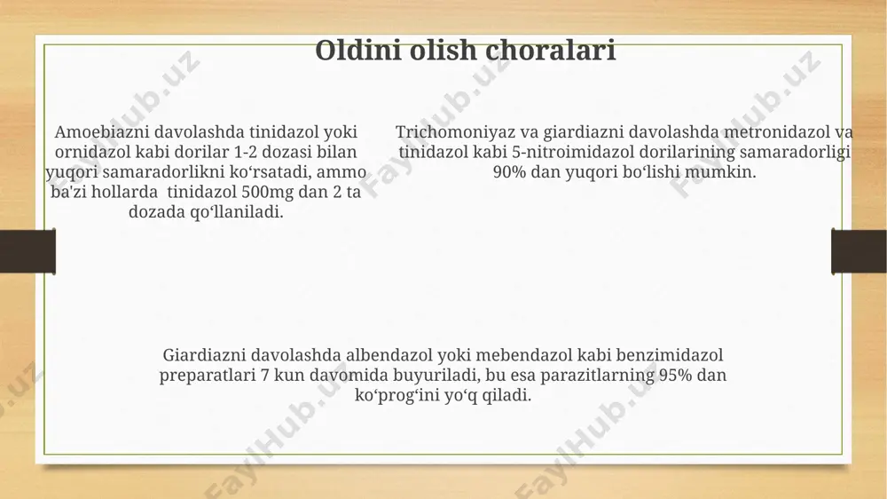 trichomoniasis va giardiyazni davolashda qo'llaniladigan preparatlar - Page 5