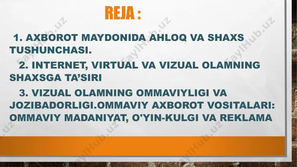 alg'itmasdan, ma'lumot bilan ishlashda zavq bilan shug'ullanish qobiliyati. tartib-intizom – odat tusiga kirgan shaxs xususiyati, axborot jamiyatida mehnat qoidalari va xulq-atvor me’yorlariga rioya qilishga moyilligi internetning inson hayotidagi o'rni ma'lum bir shaxsga, vaqt resurslarini taqsimlash qobiliyatiga, kerakli urg'ularni amalga oshirishga bog'liq. virtual haqiqatning afzalliklari katta hajmdagi ma'lumotlardan foydalanish - virtual kutubxonalar, ilmiy maqolalar, hisobotlar, o'quv materiallari, treninglar. har qanday mavzu bo'yicha ma'lumotni tezda topishga imkon beradi, yangi bilimlarni olishga yordam beradi; do'stlar bilan muloqot qilish, yangi tanishlarni qidirish - yillar o'tib odamlar bir-birlarini internetdan (sinfdoshlar, sinfdoshlar, uzoq qarindoshlar, bolalikdagi do'stlar) topishlari hayratlanarli. ijtimoiy tarmoqlar va messenjerlar dunyoning turli burchaklarida joylashgan odamlar bilan muloqot qilish imkonini beradi; fayllar, ma'lumotlar almashinuvi - elektron pochta, virtual disklarning mavjudligi ma'lumotlar, xatlarni uzatishni ancha soddalashtirdi virtual kinozal - kino ixlosmandlari istalgan filmni topishi va yuklab olishi virtual sevgi - yaqinda bu ertak kabi edi, endi tobora ko'proq odamlar tanishuv saytlari yoki ijtimoiy tarmoqlar orqali o'z …