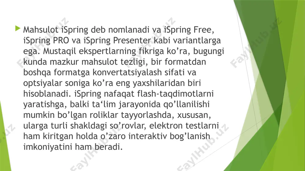 digan metodika va texnologiyalarini mukammallashtirishga qaratilgan o‘quvchining, o‘qituvchining va ta’lim muassasalari ma’muriy boshqarmasi harakatlari bilan bog‘liq. an’anaviy og‘zaki imtihon bilan solishtirganda imtihon testi nafaqat baholashning eng ob’ektiv usuli bo‘lib qolmay, balki psixologik tomondan eng asrab-avaylovchidir: xavotirlik darajasi kam, e’tibor darajasi yuqori, organizmning fiziologik harakteristikasi eng qulaydir. image1.png image2.png /docprops/thumbnail.jpeg
