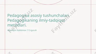 pedagogika asosiy tushunchalari — PPTX