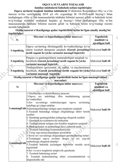 oqava suvlarni tozalash — DOCX