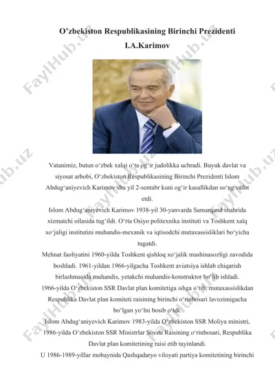 islom abdug‘aniyevich karimov — DOCX