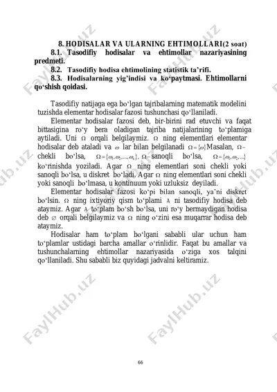 hodisalar va ularning ehtimollari — PDF