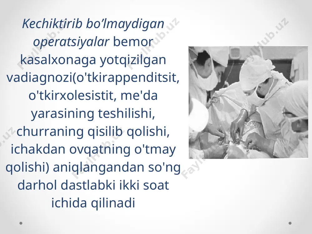 xirurgik operatsiya turlari. operatsiya oldi va keyingi davrlar - Page 5