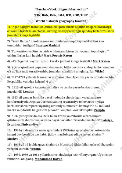 world history& geography fanidan — DOCX