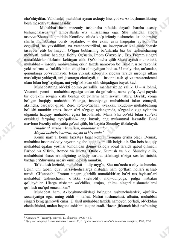 arda, axloqsizlik esa illatlarda namoyon bo’ladi. bu ikki qutb – tushuncha kun–tun, oq–qora singari bir–birini inkor va ayni paytda, taqozo etgani holda mavjuddir. zero, fazilat, arastudan tortib ibn sinogacha bo’lgan qadimgi faylasuflar ta’kidlaganlaridek, ikki illat oralig’ida ro’y beradi. boshqacha qilib aytganda, fazilat ikki manfiylik o’rtalig’ida yuzaga keladigan musbat hodisadir. chunonchi, adolat – zulm bilan mazlumlikning, saxiylik – isrofgarchilik bilan baxillikning, iffat – qizg’anchiqlik bilan rujuning o’rtalig’i sifatida voqe bo’ladi. fazilat va illat shunday yirik hamda qamrovli atamalarki, ularning har biri o’z ichiga bir necha emas, o’nlab emas, balki yuzlab tushunchalarni oladi. shu jihatdan axloqshunoslik barcha falsafiy fanlar ichida tushunchalarining ko’pligi va xilma–xilligi bilan alohida ajralib turadi. ularni avvalgi ilmiy–uslubiy adabiyotlarda, xususan, lug’atlarda axloqshunoslik mezoniy tushunchalari yoxud kategoriyalari, axloqiy mezoniy tushunchalar, axloqiy tamoyillar, axloqiy me’yorlar, axloqiy munosabatlar, axloqiy hissiyotlar singari guruhlarga bo’lib taqdim etilgan. bunday «maydalashtirish», bizningcha, shart emas. chunki u, birinchidan, tizimni murakkablashtiradi, ikkinchidan, muayyanlikdan yiroqlashtiradi, uchinchidan, tushunchalar bilan hissiyotlarni, …