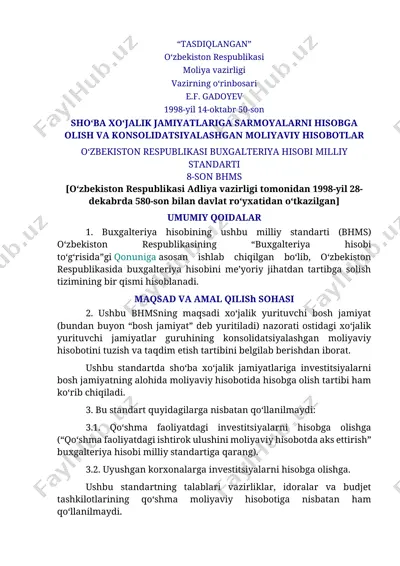 "buxgalteriya hisobi milliy standarti" — DOCX